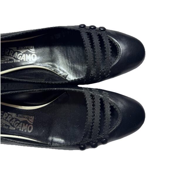 New Salvatore Ferragamo Black Strappy Ballet Flats Shoes 8.5 Italy Designer - Picture 2 of 10
